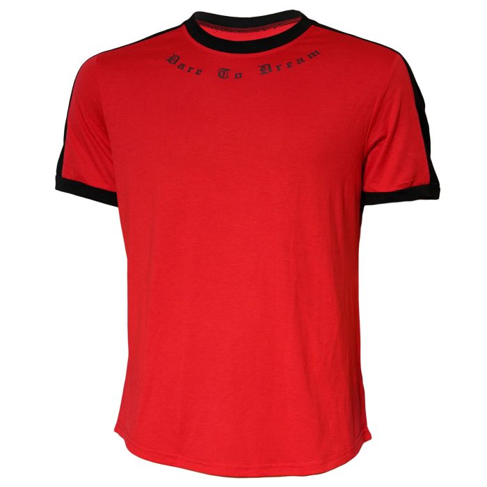 Red "Dare To Dream" Graphic T-Shirt with Black Trim