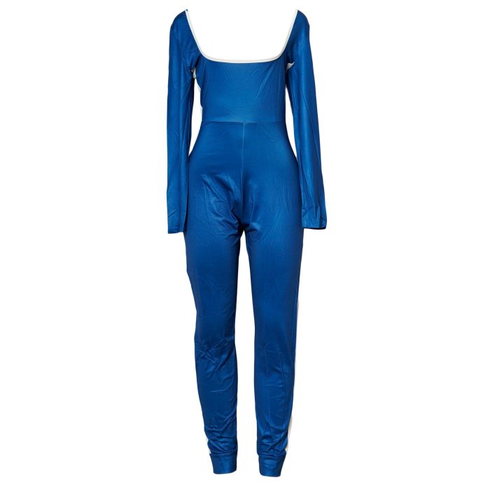 Royal Blue and White Striped Jumpsuit