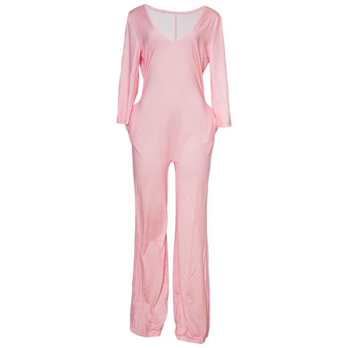 Pink Loose-Fitting Jumpsuit with Pockets